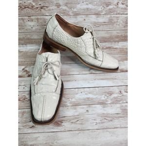 Giorgio Brutini Leather Embossed Oxford Men's Ivory Shoe Size 9M 171449-2
